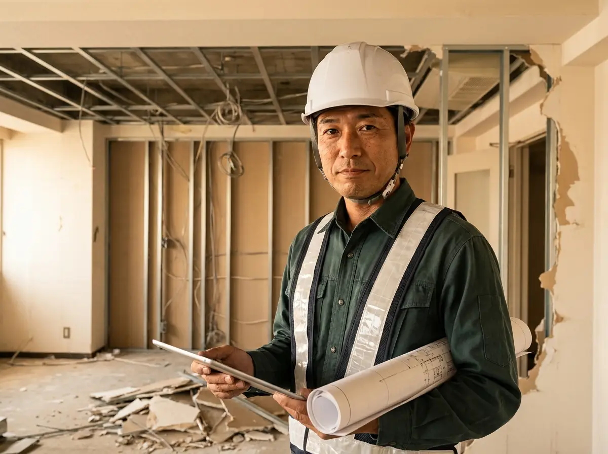 現場を確認する施工管理者(イメージ)